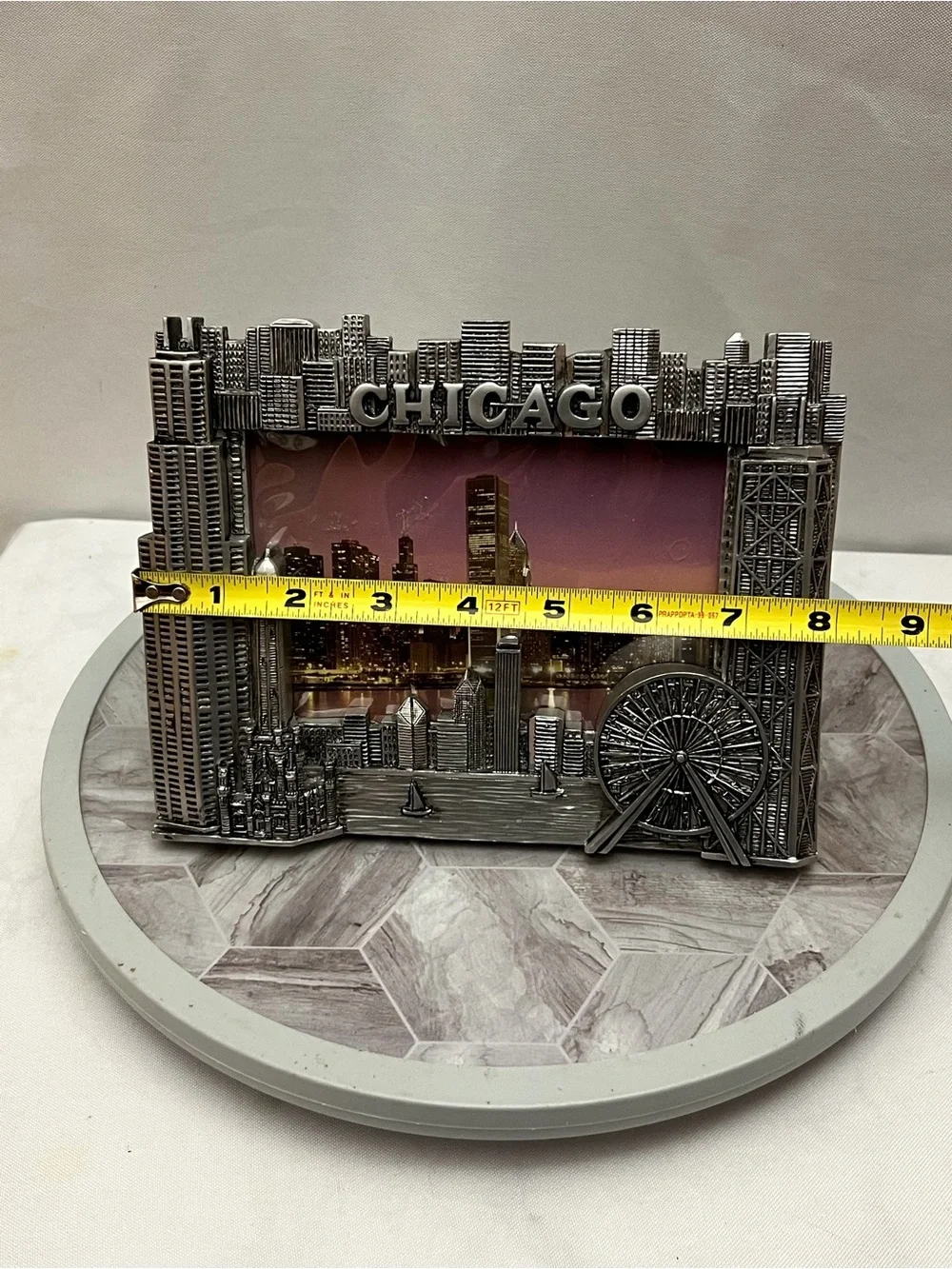 City Concepts Chicago Skyline 4x6 Photo Frame Silver Souvenir Ferris Wheel